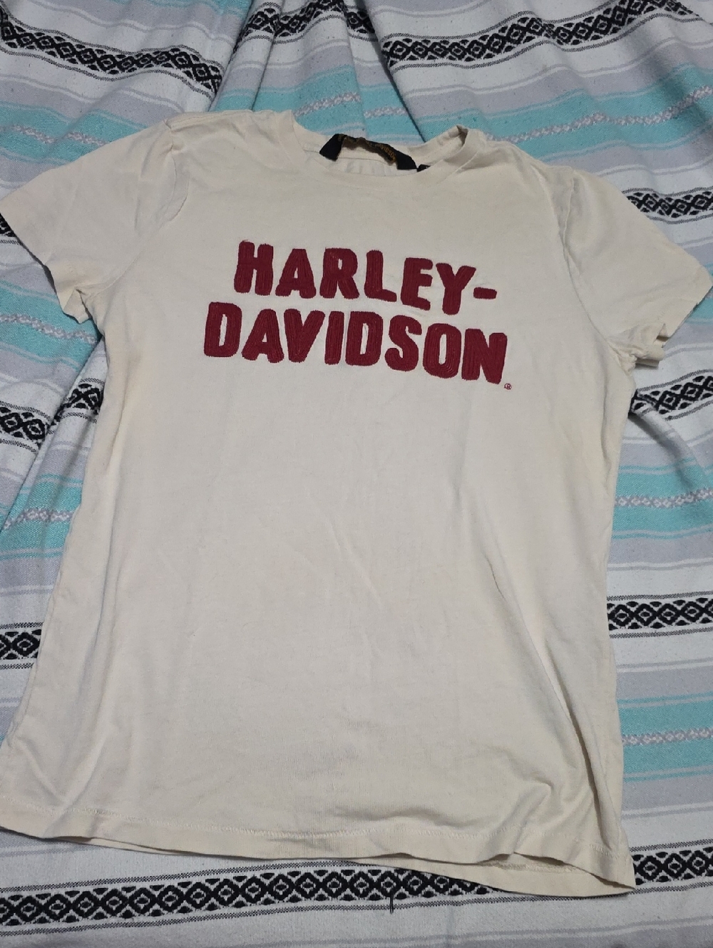 Harley‑Davidson Cream Tee with Maroon Logo